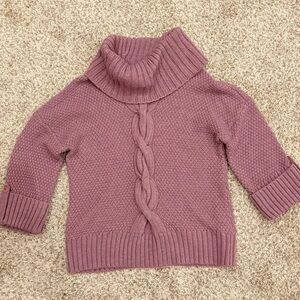Talbots Petite Medium Dusty Pink Purple Wool Alpaca Cowl Neck Cable Knit Sweater
